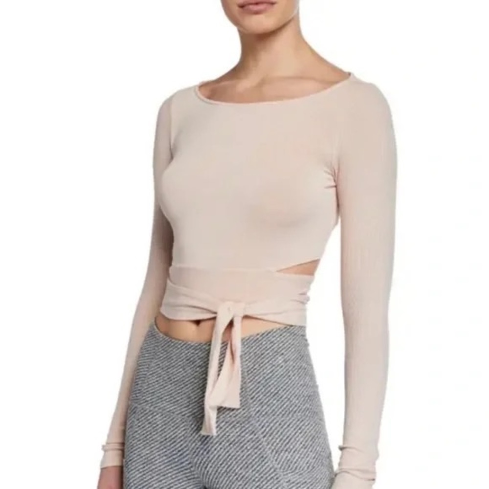 Alo Yoga Barre Longe Sleeve Top in Light Pink, Size M